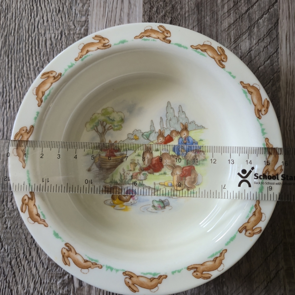 Royal Doulton Bunnykins Bowls Set 2 Vintage Fine Bone China English Kids 1980s - Picture 12 of 16